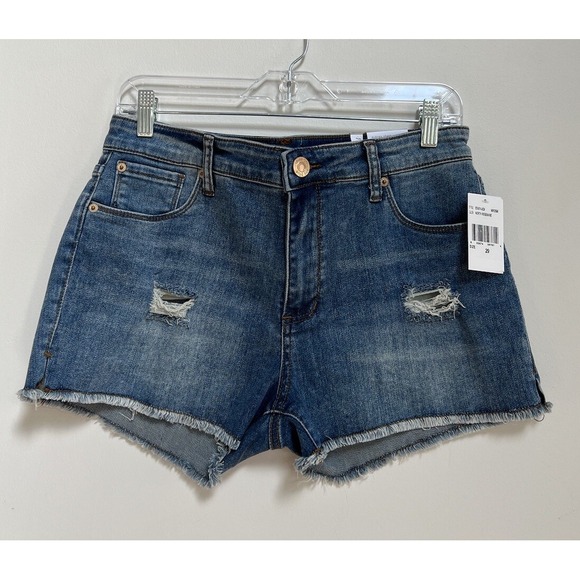 STS Blue Pants - STS BLUE WOMENS AUBREY 10" HIGH RISE CUTOFF DENIM JEAN SHORTS 29 GRUNGE CLASSIC